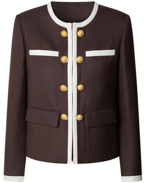 The Extreme Collection Wool Blazer With Round Neck Talulla - Brown