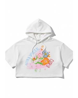 Altra Volta Spring Sketch Crop Hoodie Tee - White