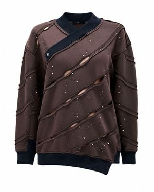 Gao Republic Sweatshirt Diagonal Cut-Out Jersey - Black