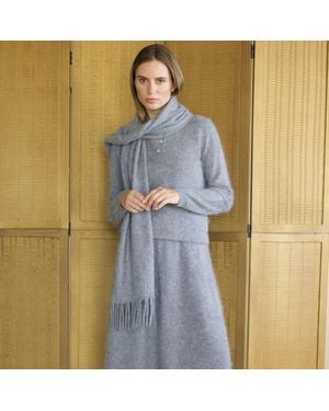 Bel Cashmere Brushed Cashmere Scarf - Blue