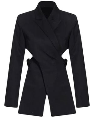 London Atelier Byproduct Reworked Blazer With Wrap Detail & Cut Out Back - Blue