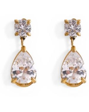 Jagged Halo Jewelry Regal Crystal Drop Earrings - White