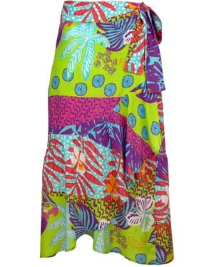 Lalipop Design Printed Viscose Envelope Skirt - Green