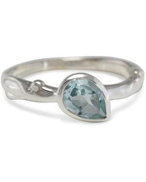 Isla Silver Teardrop Topaz Ring - White