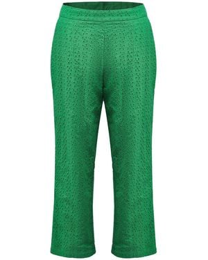 Smart and Joy Eyelet Cotton Lace Trousers - Green