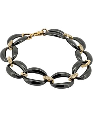 Artisan 14K Ceramic & Diamond Oval Link Bracelet - Black