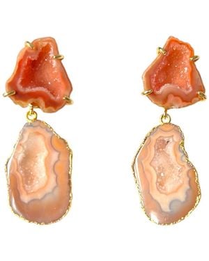 Magpie Rose Peach Cocktail Earrings - Orange