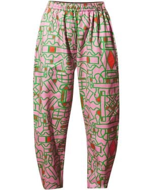 Wild Clouds Organic Cotton & Linen Balloon Trousers - Multicolour