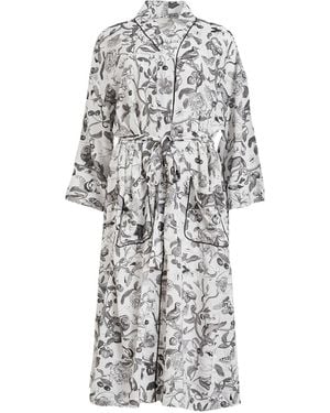 Fable England Tree Of Life Monochrome Long Kimono - Gray