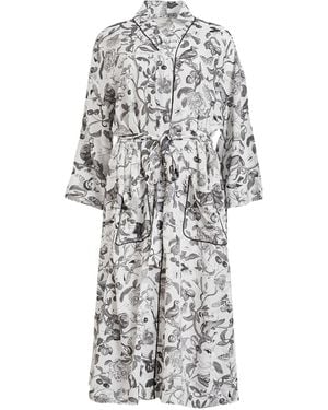 Fable England Tree Of Life Monochrome Long Kimono - Gray