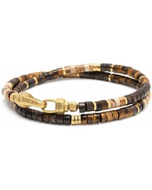 Nialaya Tiger Eye Heishi Wrap Bracelet - Metallic