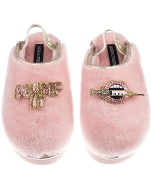 Laines London Flatform Cloud Closed Toe Slippers With Plump It Brooches - Pink