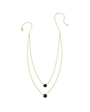 Heather Hawkins Jewelry Two Tiny Gemstones Drape Necklace - Metallic