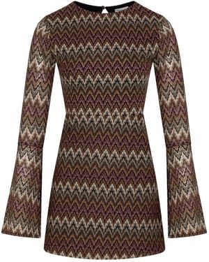 Thisisu Collection Mindy Zigzag Metallic Mini Dress - Brown