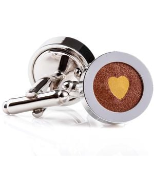 N'damus London Regent Leather Heart Cufflinks - Multicolour