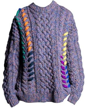 Essien & Emre Alata Lambswool Knitted Cable Jumper - Blue