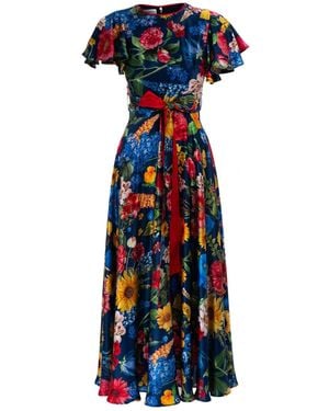 Sofia Tsereteli Blossom Garden Gown With Bow - Blue