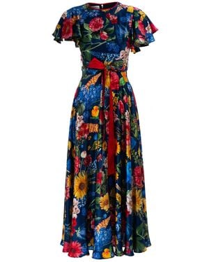 Sofia Tsereteli Blossom Garden Gown With Bow - Blue