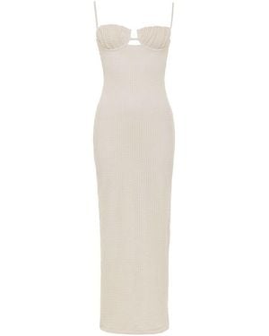 Montce Neutrals Bone Crochet Petal Long Slip Dress - White