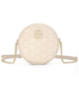 Orange Cube Quilted Impressions Round Bag - Natural
