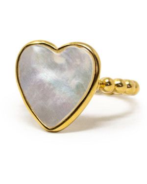 Vintouch Italy Happy Heart Pearl Stacking Ring - Metallic