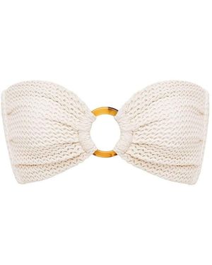 Montce Bone Crochet Tori Ties Bandeau Bikini Top - White