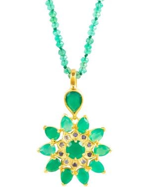 Emma Chapman Jewels Stella Onyx Iolite Statement Plated Pendant - Green