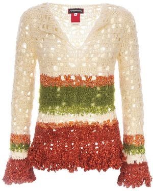 Andreeva Chrysanthemum Multicolorhandmade Crochet Top - White