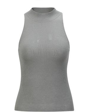 NUAJE NUAJE May Halterneck Wool And Silk Knit Tank - Grey