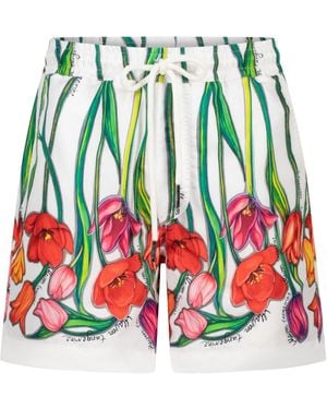 Maison Tangerine Tulips Flower Swim Shorts - White