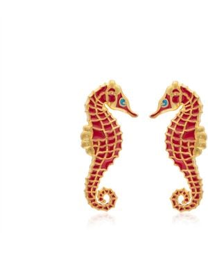 Milou Jewelry Seahorse Earrings - Red