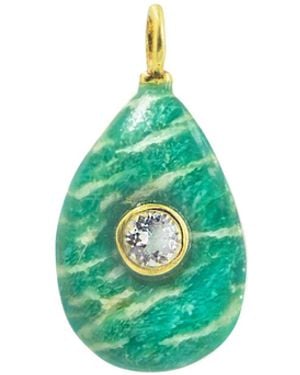 KAMARIA Chatoyant Amazonite Gemstone Pendant With Topaz - Green