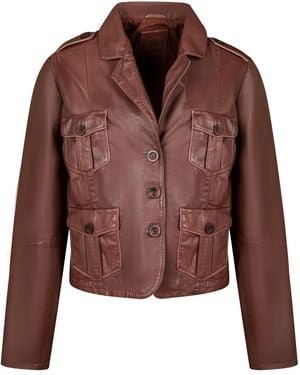 Zasta Studio Irish Mule Multipocketed Leather Blazer - Brown