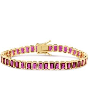 SHYMI Bezel-Set Emerald Ruby Tennis Bracelet - Pink