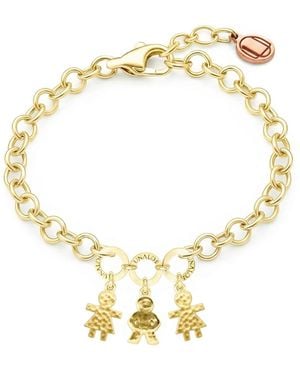 Unaloe Adjustable Plated Bracelet For Mom, With Three Charms Two Girl And One Boys, Perfect Gift For Moms And Families - Metallic