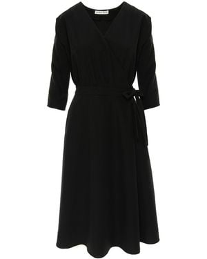 Noria Anis Unwrap Kimono Sleeve Dress With Wrap Tie - Black