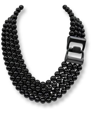 Michael Nash Jewelry Irena Four Strand Resin Bead Nesting Necklace With Matte Clasp - Black