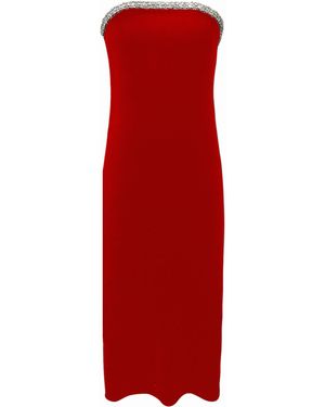 Riviera Soirée Audrey Velvet Strapless Midi Dress - Red
