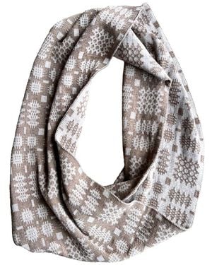 Mabli Neutrals Carthen Mawr Loop Scarf — Pecan Ecru - Gray