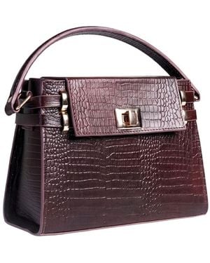 Harmain Leathers Ltd The Mara Mock-Croc Top Handle Bag – Rich - Purple