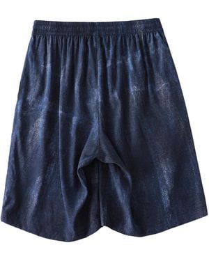 Soft Strokes Silk Pure Mulberry Silk Tie Dye Printed Shorts - Blue