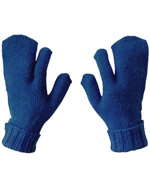 London Atelier Byproduct Soft Two Finger Knitted Mitten Gloves - Blue