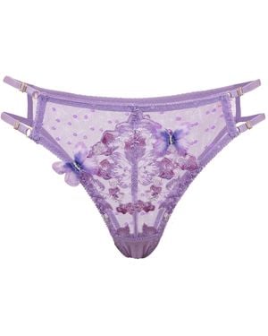 Empress Mimi Madame X Lilac Lace Panty With Butterfly Detail - Purple