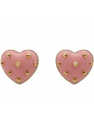 Michael Nash Jewelry Cosette Rose Heart Resin Stud Earrings - Pink