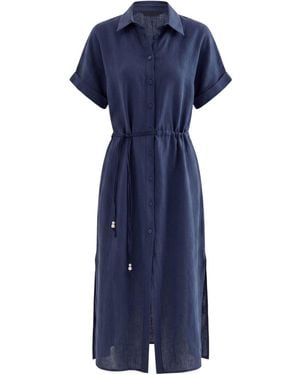 Monlicia Solenne Cotton Midi Shirt Dress - Blue