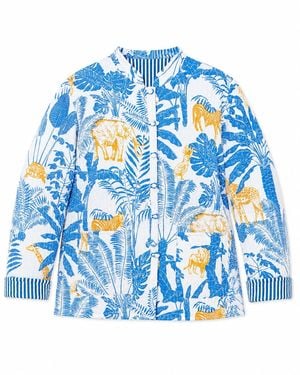 Yumi' Jungle Reversible Cotton Quilted Jacket - Blue