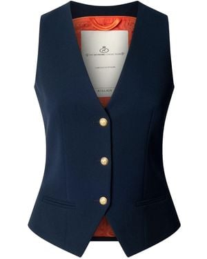 The Extreme Collection Atelier Super Crepe Vest With Buttons - Blue