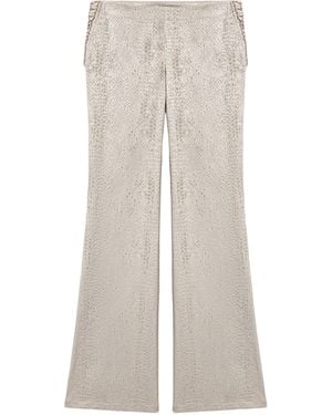 Nocturne Snake Print Jacquard Flare Pants - White