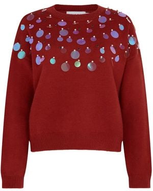 Sour Figs Iridescent Sequin-Embellished Jumper - Red
