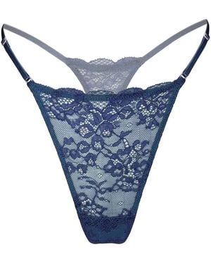 MONIQUE MORIN LINGERIE Wild Lace Micro-G Thong Dark Denim - Blue